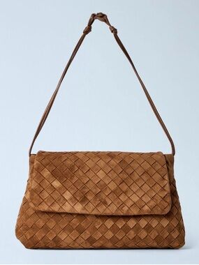 BOTTEGA VENETA Giorgio Intrecciato suede leather shoulder bag